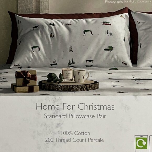 Sophie‎ Allport Home For Christmas Pillowcases Standard Pair Holiday - Picture 6 of 8